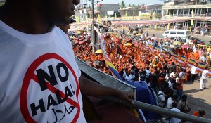 Bodu Bala Sena (BBS) and its supporters at a rally in Maharagama, Sri Lanka. Photo courtesy of AFP.